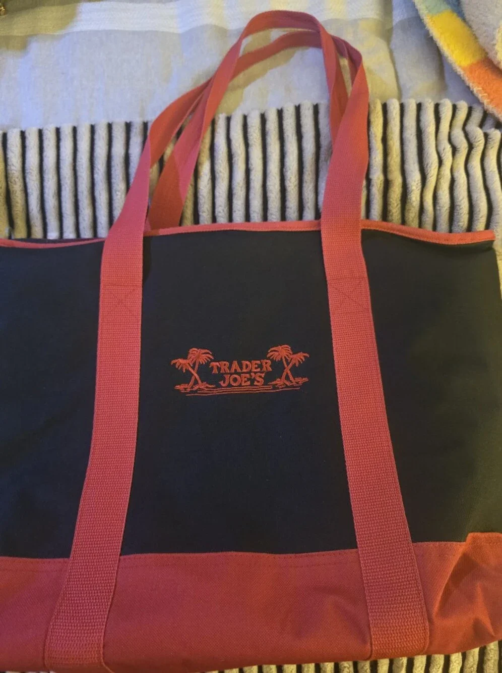 Trader Joes Cooler Bag Reusable Tote In Black and Red